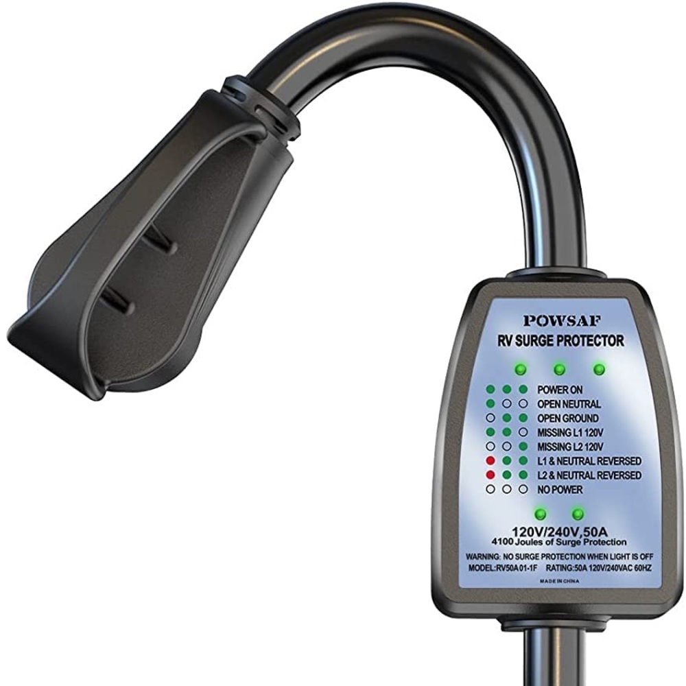 RV Surge Protector 50 amp, POWSAF RV Power Defender Voltage (4100 Joules)